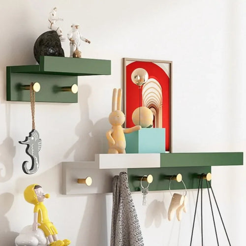 porte-manteau mural en bois pour rangement créatif et pratique - vue 7 sur 15