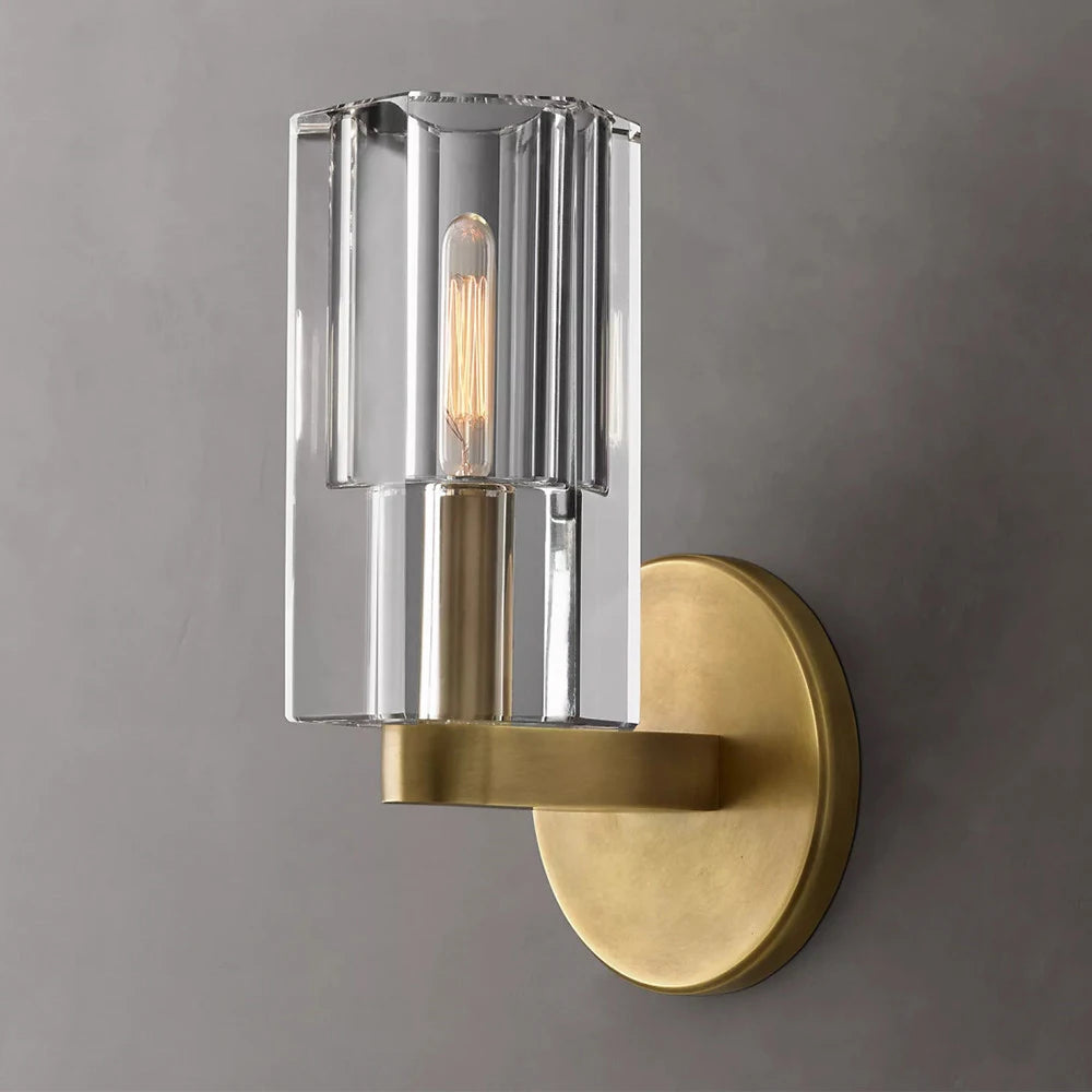 Modern brass LED wall lamp, indoor transparent crystal lamp, household decoration, bedside living room - vue 4 sur 6