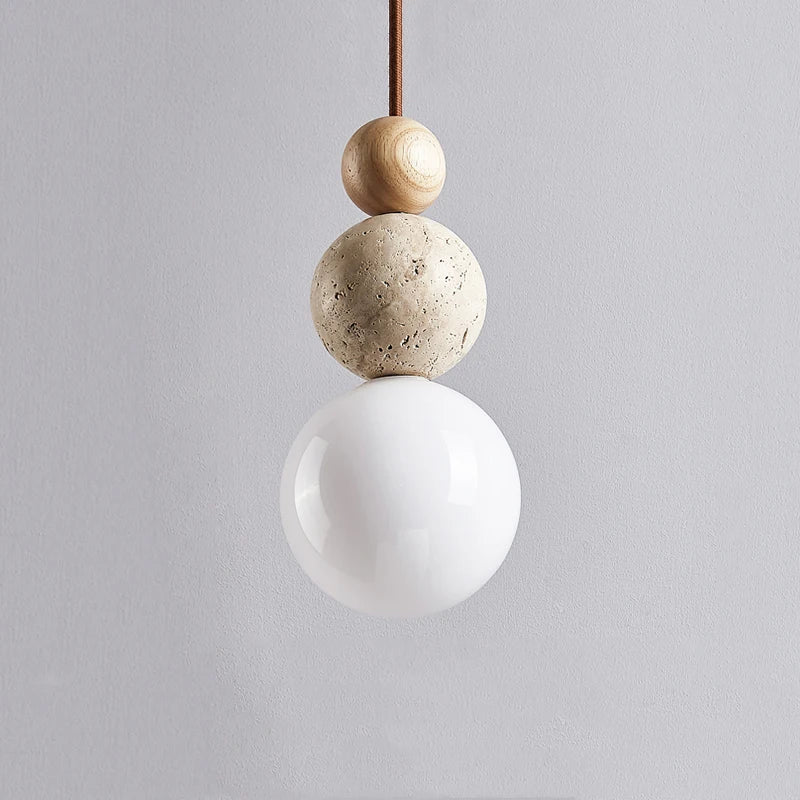 Suspension LED en forme de gourde ronde en tuf jaune Wabi Sabi - vue 5 sur 8