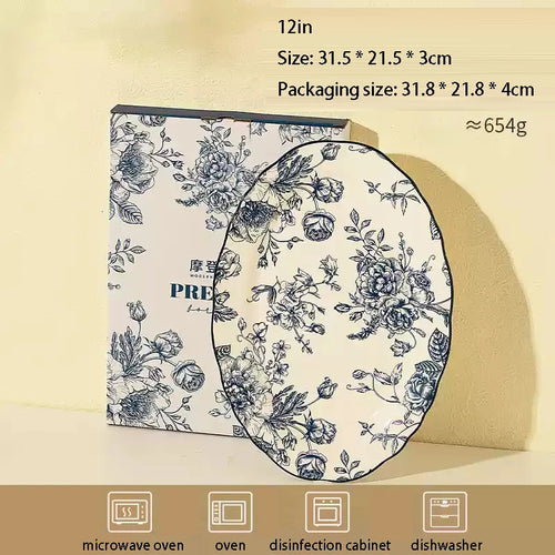 Service assiettes ceramique vintage motif fleurs champetre