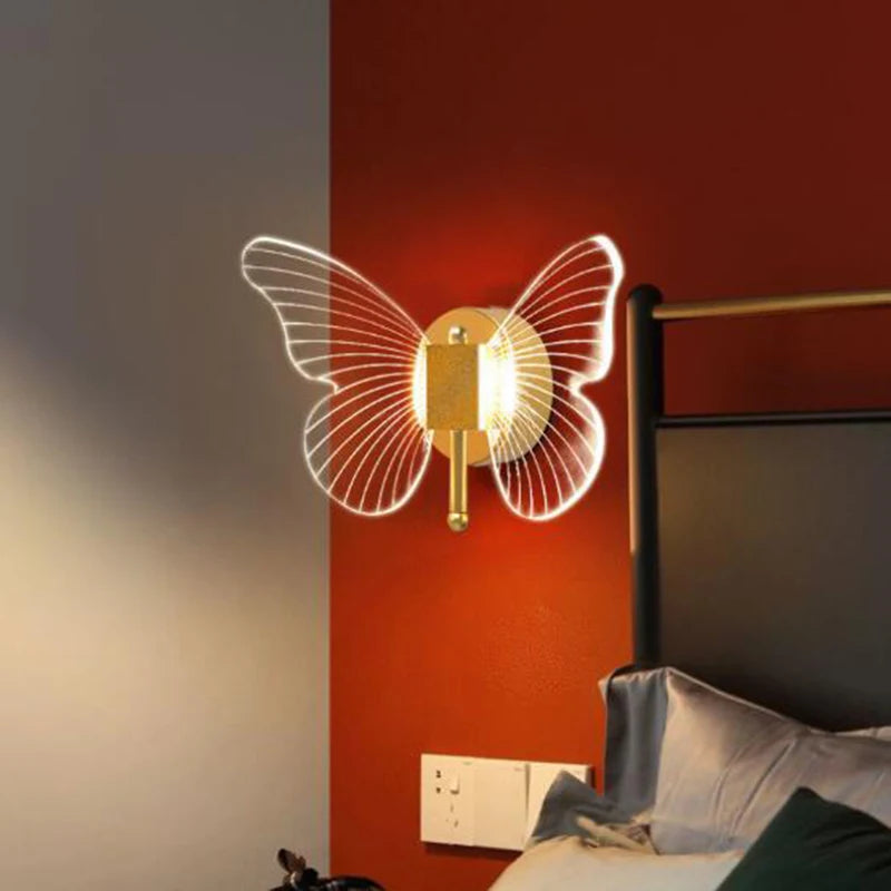 applique murale LED papillon intérieur nordique style cuivre - vue 2 sur 8