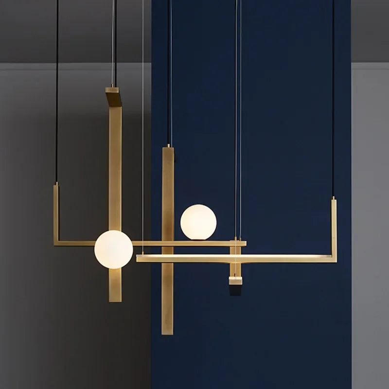 Nordic Minimalist Geometric Chandelier Glass Magic Beans Chandelier Living Room Dining Room LED Decorative Combination Lamps - vue 6 sur 13
