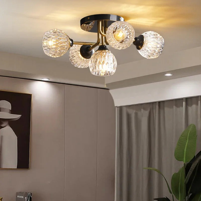 lustre moderne nordique luxe en cristal et cuivre - vue 4 sur 9