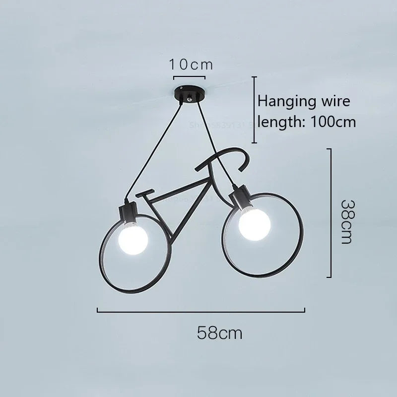 suspension modernes en fer forme vélo pour décoration maison - vue 10 sur 12
