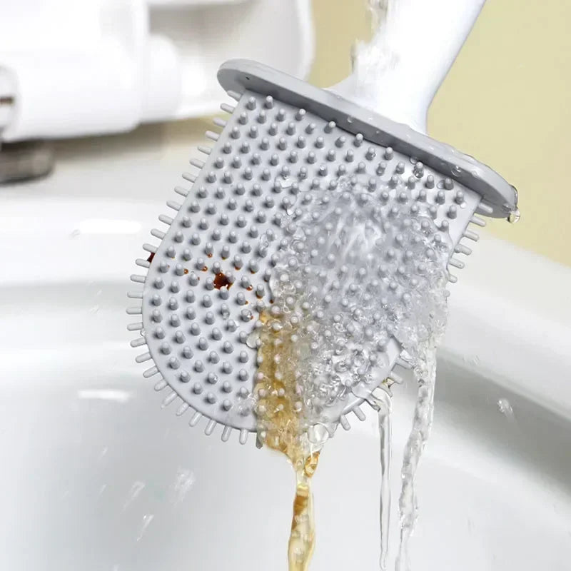 brosse en silicone avec manche flexible et support de séchage rapide