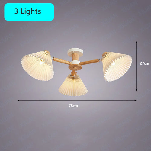 lustre moderne nordique en bois parapluie plissé pour maison - vue 10 sur 10
