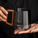 Tasse à thé verre borosilicate poignée bois maison