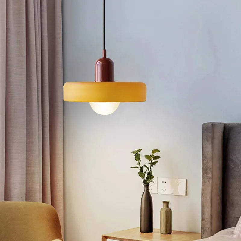 lustre moderne suspendu en verre coloré pour intérieur