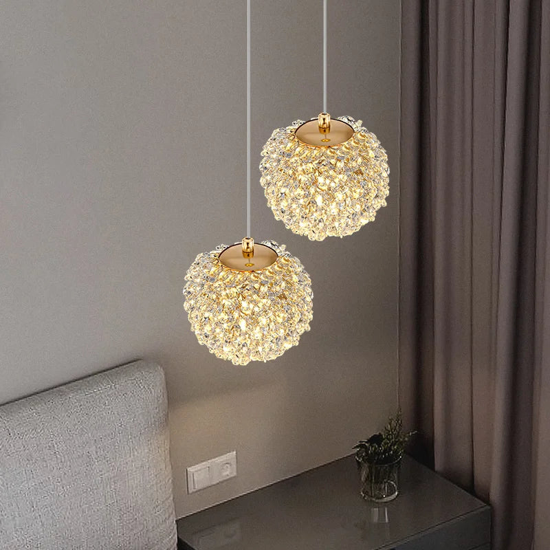 lampe suspendue moderne en cristal avec cordon réglable - vue 2 sur 12