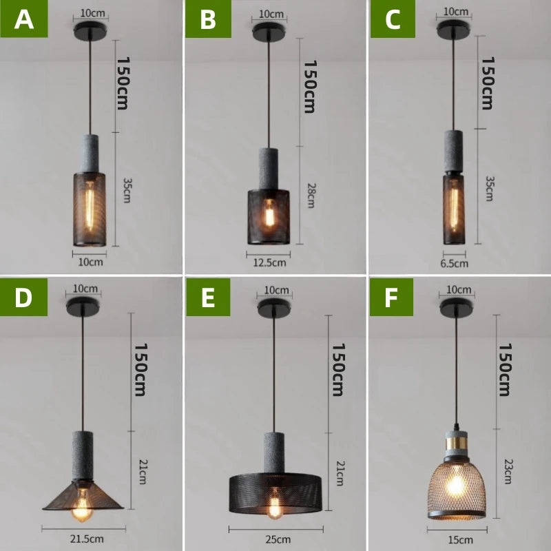 lustre ciment suspension led loft béton tube long décor salle cuisine éclairage - vue 4 sur 12