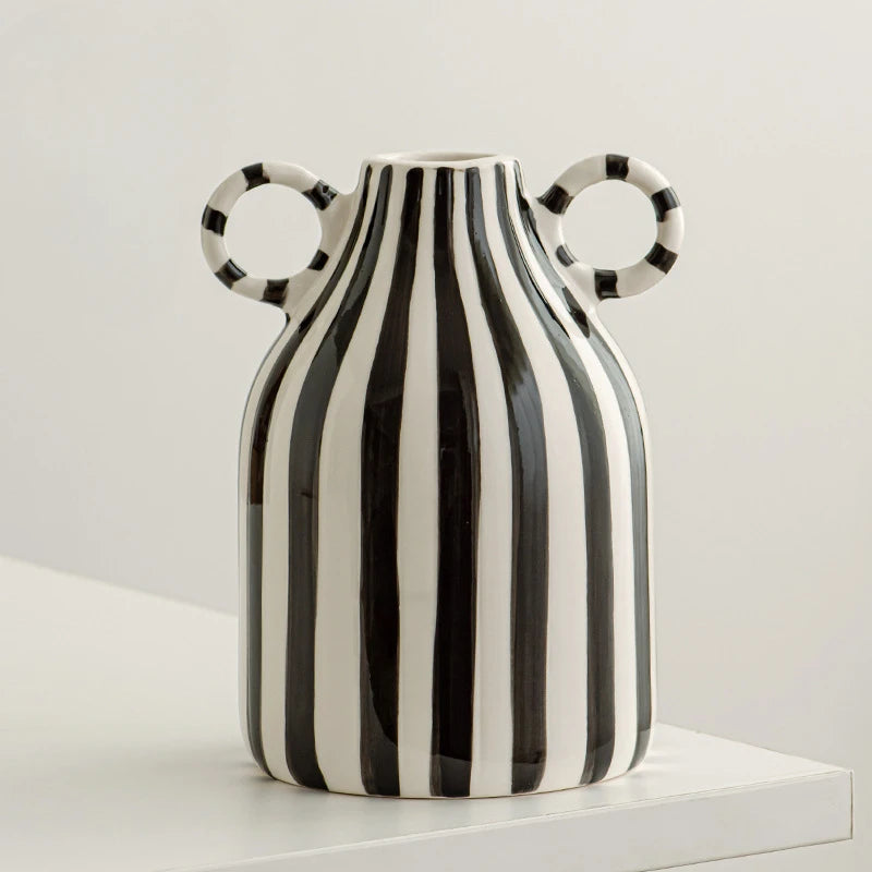 vase céramique rayé visage souriant ambiance mignonne décoratif - vue 11 sur 12