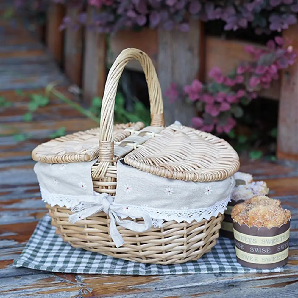panier de pique-nique en osier tissé à la main pour extérieur - vue 8 sur 8