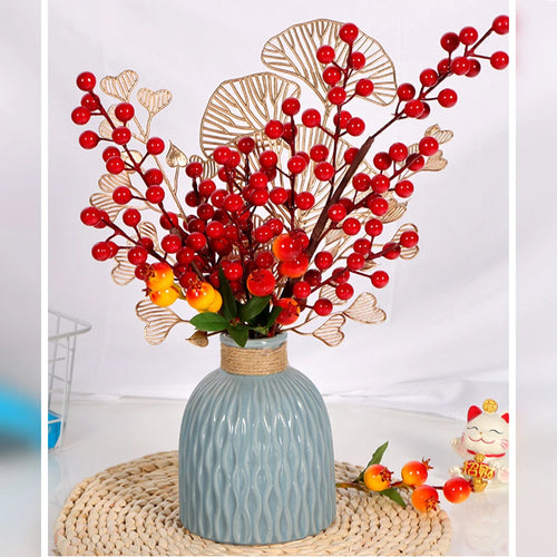 branche de fruits rouges artificiels pour décoration de Noël et récoltes - vue 4 sur 11