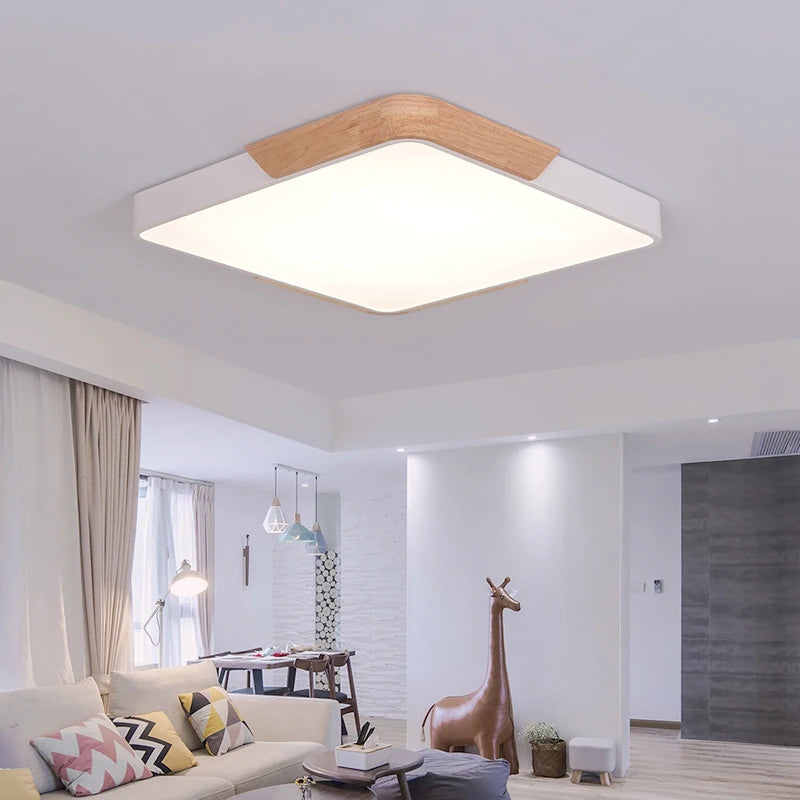 lustre d'art nordique en bois massif style macaron simple et moderne - vue 2 sur 11