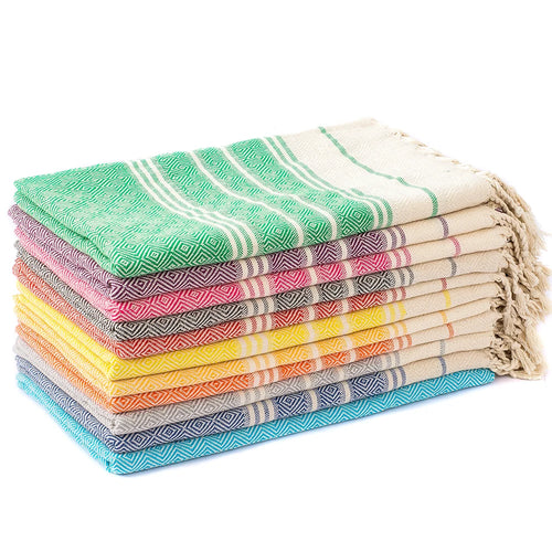 Serviette de plage coton jacquard losanges seche rapide