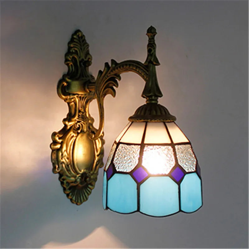 applique murale fleurs turques abat-jour baroque en verre décoratif - vue 5 sur 17