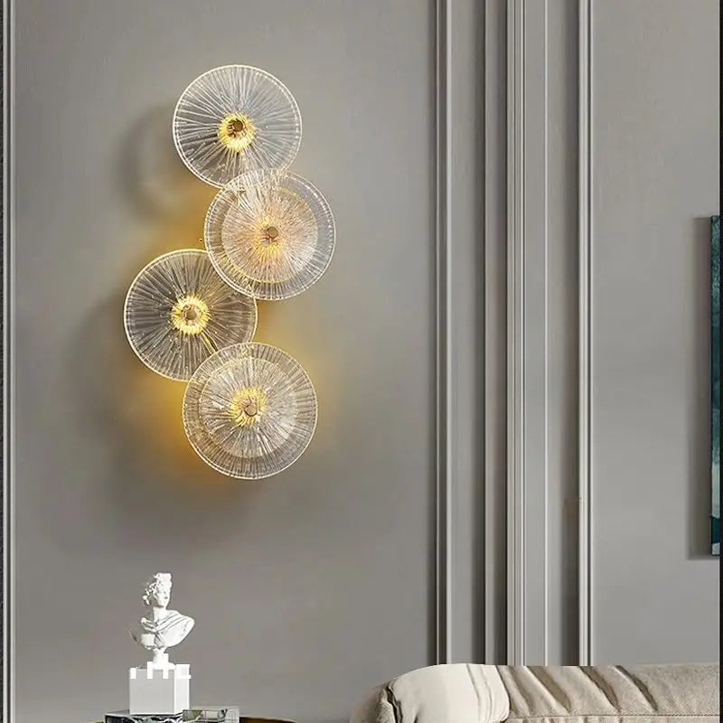applique murale moderne en verre de feuille de lotus de luxe