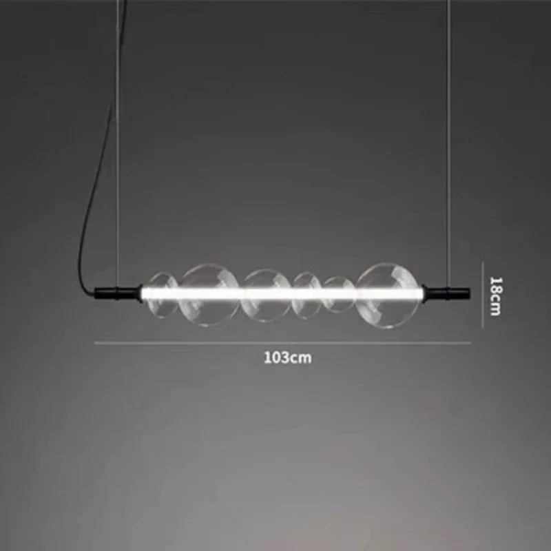 lustre moderne en bande de verre avec lumière led pour décoration maison - vue 6 sur 9