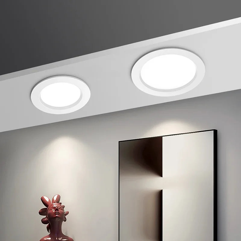 plafonniers ultra minces encastrés led spots d'intérieur panneau lumineux rond - vue 6 sur 5