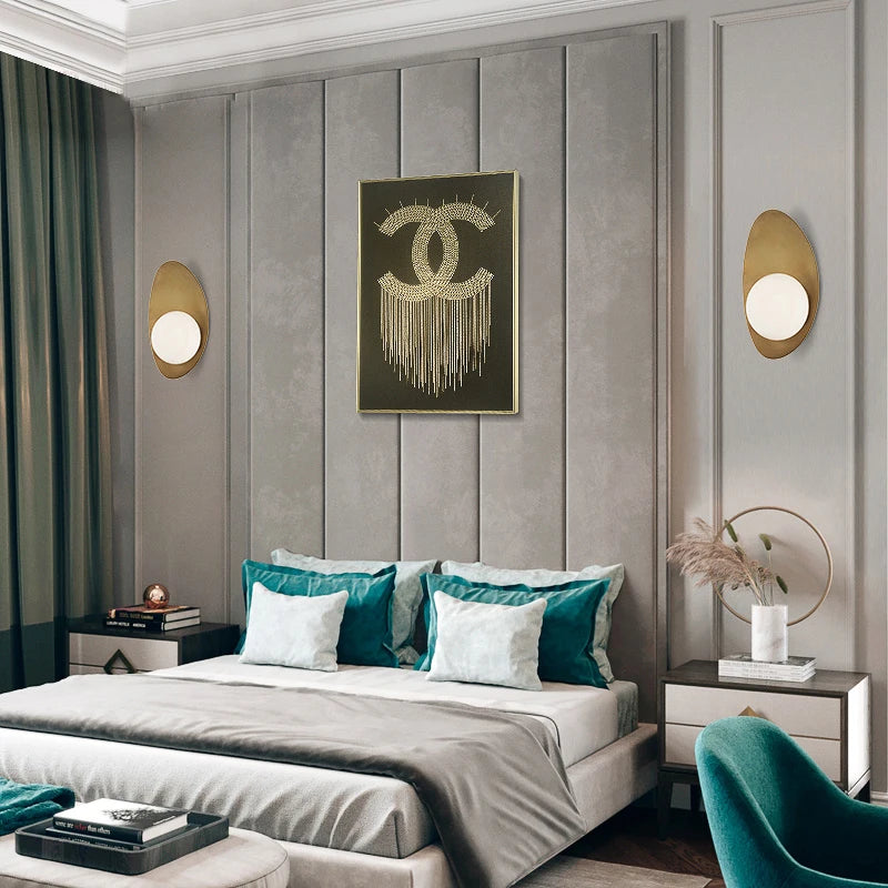 Design américain créatif Yuanbao fer Art applique lumière de luxe étude Art Simple moderne chambre hôtel couloir or lampe à LED - vue 5 sur 6