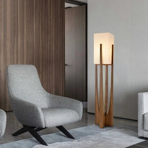 Lampadaire en bois chinois salon chambre canapé chevet lampe de Table verticale nordique en bois massif Led lampe sur pied décor de pièce - vue 7 sur 12