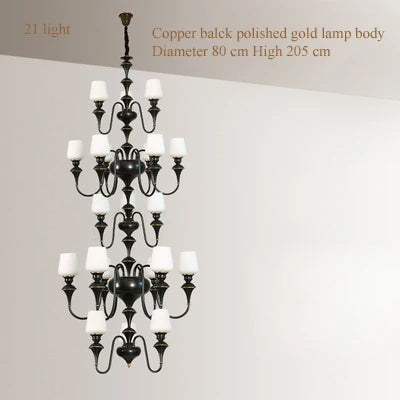 lustre à led en cuivre noir pour décoration d'hôtel élégant - vue 8 sur 22