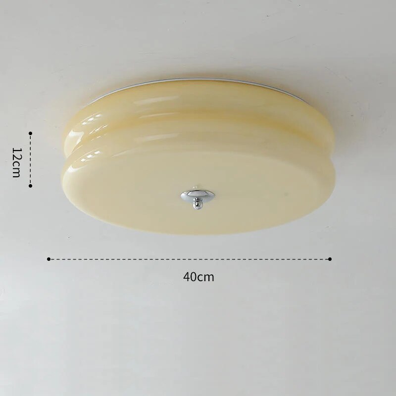 Plafonnier rétro français en verre crème pour chambre à coucher - vue 8 sur 9