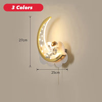 Applique murale moderne en forme de lune avec veilleuse led