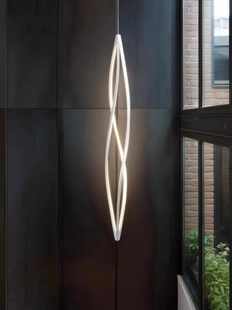 lustre spirale led moderne pour hall d'hôtel réception - vue 6 sur 12