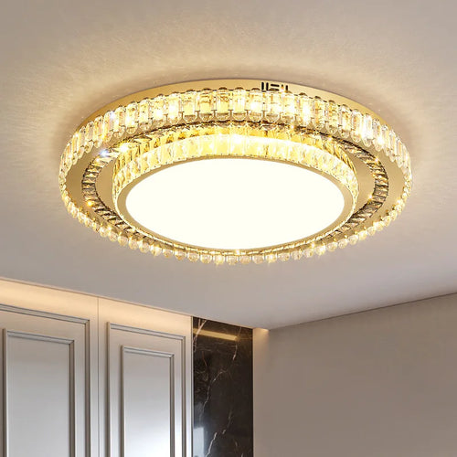 lustre de luxe moderne en verre de cristal led rond - vue 5 sur 11
