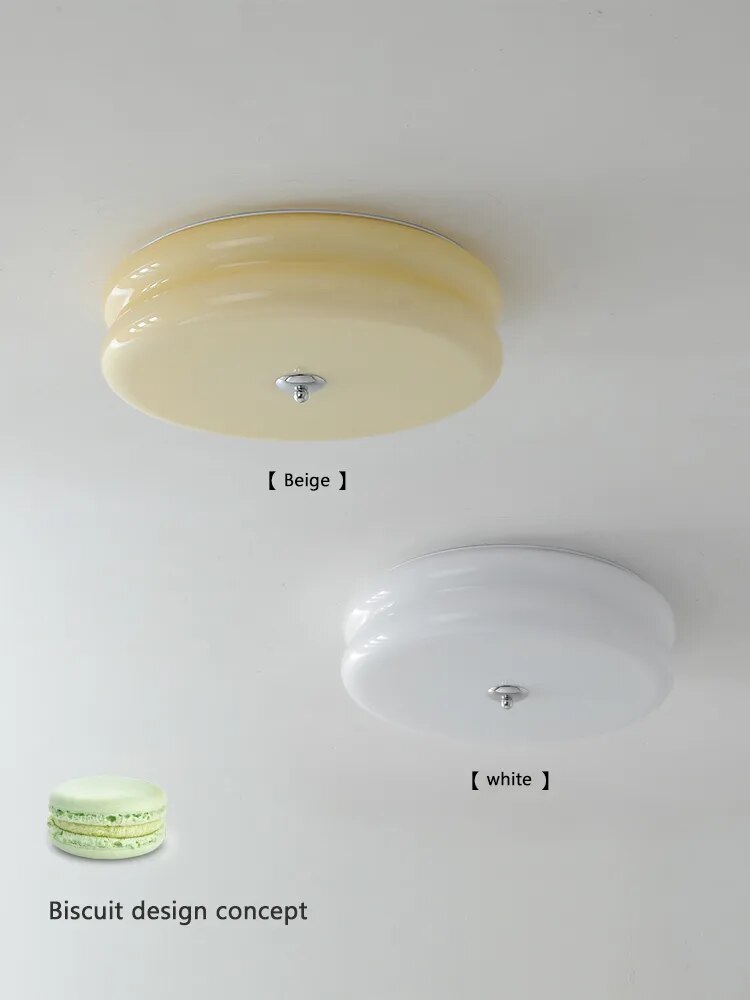 Plafonnier rétro français en verre crème pour chambre à coucher - vue 3 sur 9