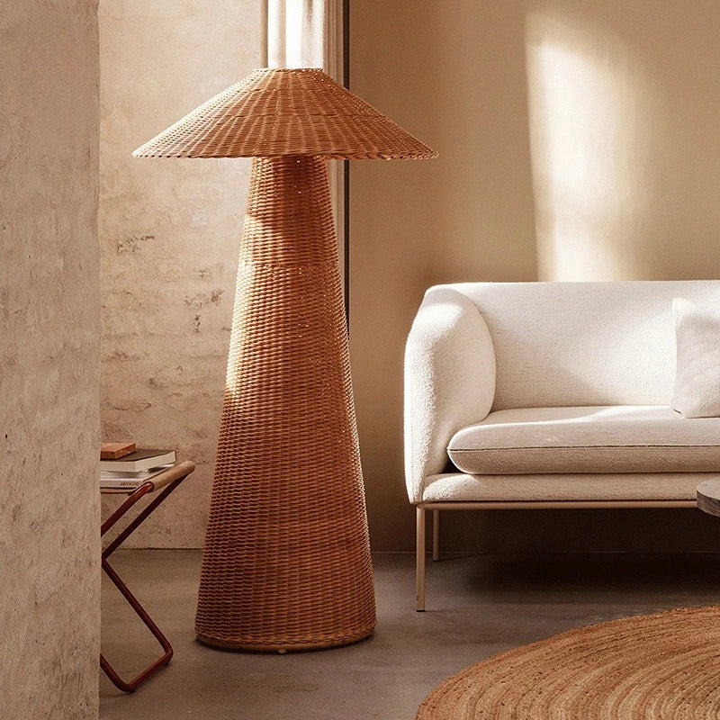 lampe suspendue en rotin design rétro japonais zen artistique - vue 6 sur 10