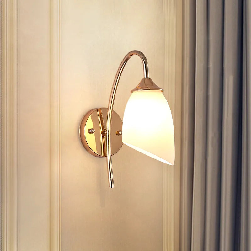 lampe de chevet américaine antique en verre et fer led pour hôtel - vue 4 sur 9