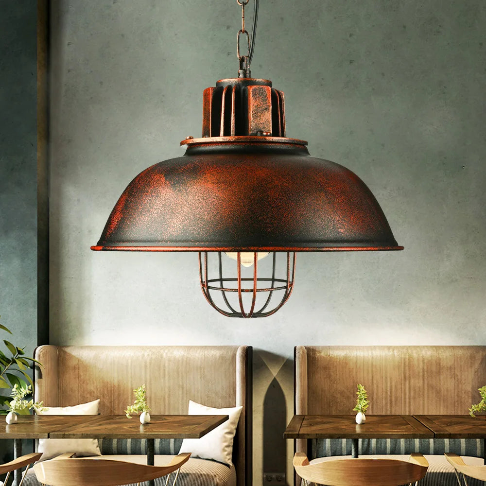 suspension rétro en fer abat-jour vintage café design industriel - vue 7 sur 7
