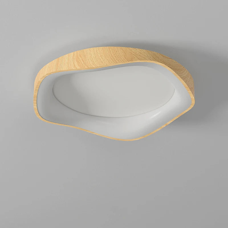 lampe led circulaire simple grain de bois éclairage intérieur moderne - vue 4 sur 8