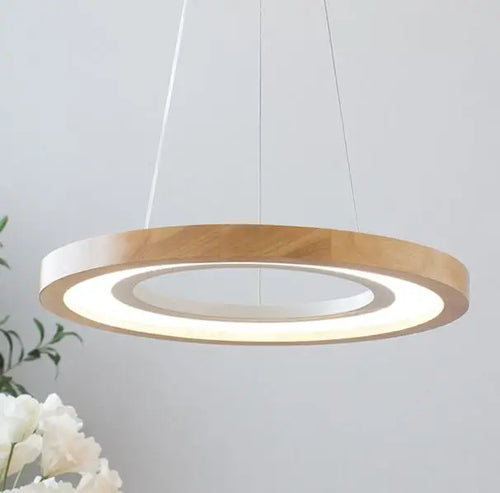 suspension ronde à led en bois pour éclairage commercial et industriel - vue 11 sur 10