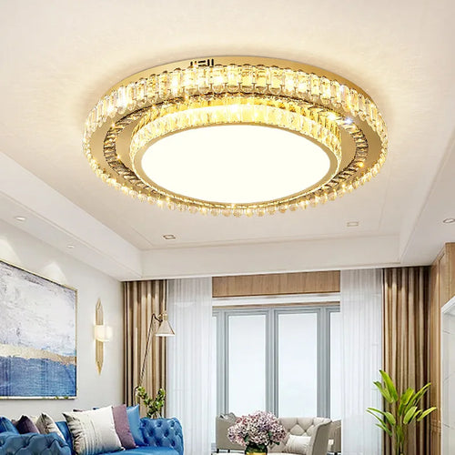 lustre de luxe moderne en verre de cristal led rond - vue 2 sur 11