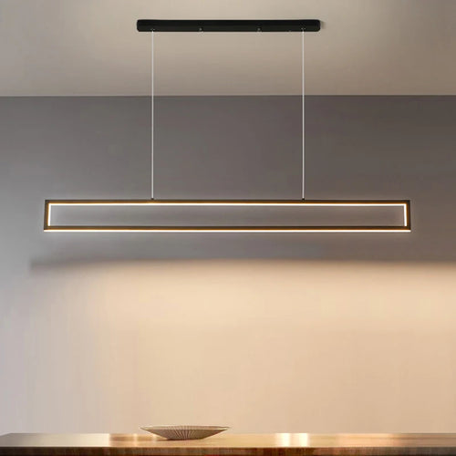 suspension led moderne éclairage intérieur design rectangulaire - vue 2 sur 14