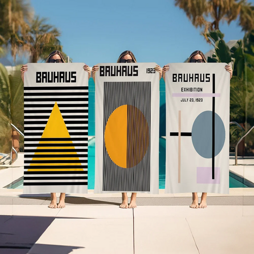 serviette de plage géométrique bauhaus microfibre absorbante
