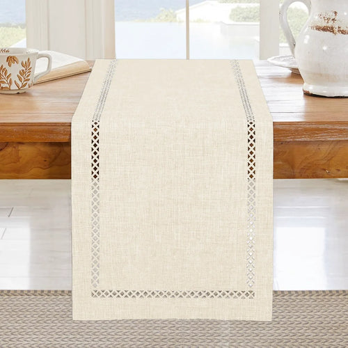 chemin de table lin ajoure style moderne repas - vue 13 sur 13