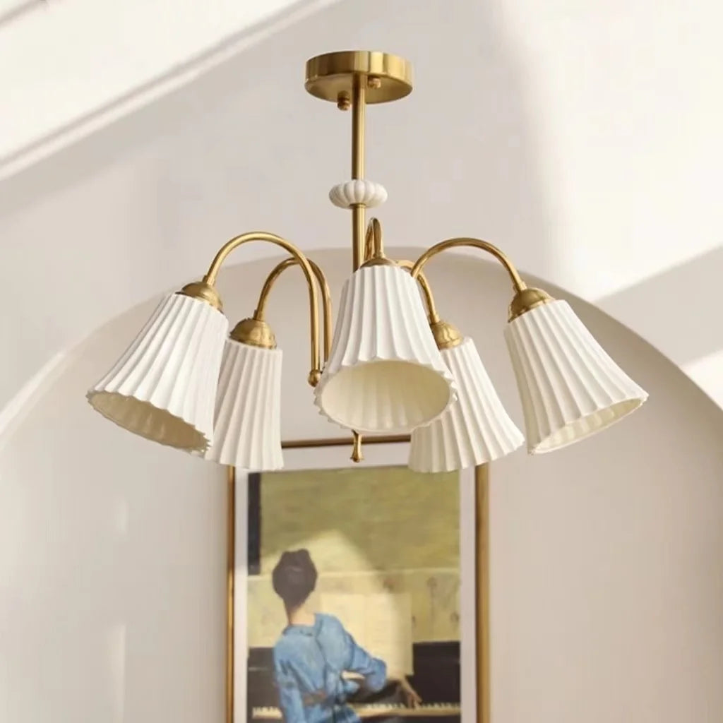 Lustre de style français rétro en céramique blanche - vue 2 sur 11