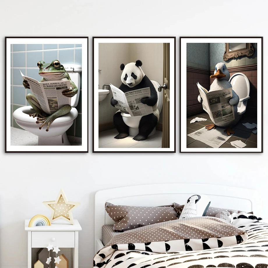 décoration murale amusante avec animaux sur les toilettes - vue 4 sur 7