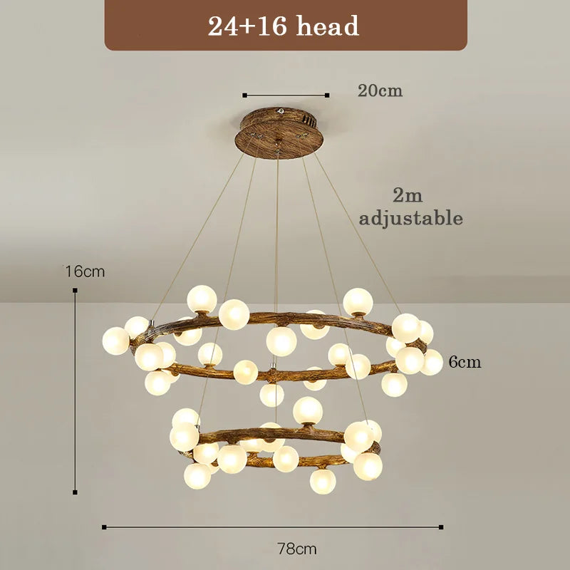 lustre de style wabi-sabi en bois artificiel pour intérieur - vue 8 sur 9