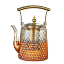 Théière japonaise verre borosilicate rétro poignée cuivre
