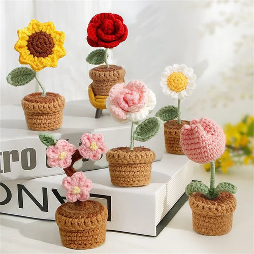 plante en pot tricotée à la main pour cadeau décoratif de saint valentin - vue 2 sur 19