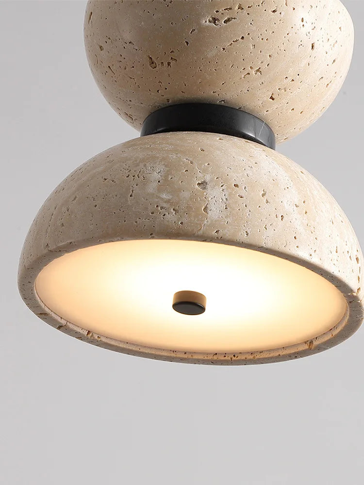 lampe de chevet en travertin style japonais wabi-sabi décoration moderne - vue 7 sur 7