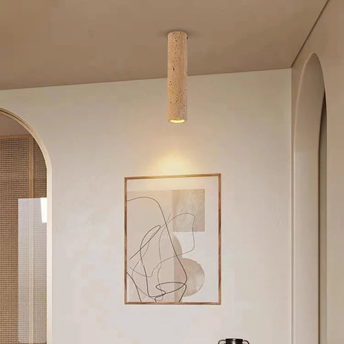plafonnier cylindrique en pierre naturelle luminaire décoratif - vue 4 sur 8