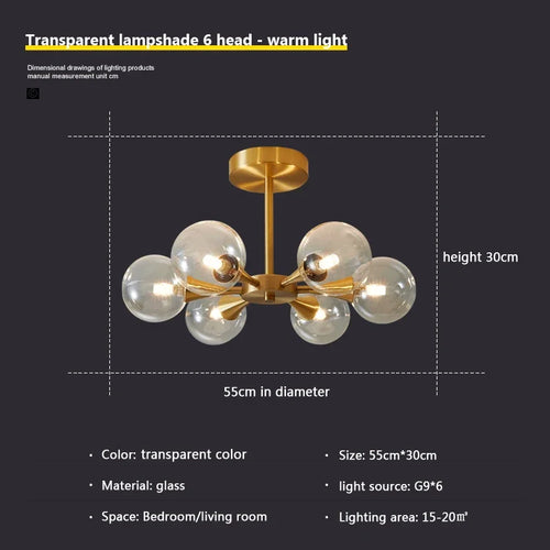 lustre nordique en verre blanc pour éclairage intérieur - vue 24 sur 23
