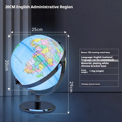 globe terrestre rotatif éducatif lumineux en anglais pour géographie - vue 13 sur 18