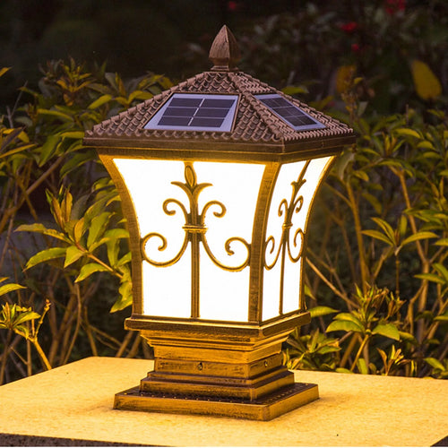 LED Carré Post Pilier Lumière Solaire Porte De Jardin Télécommande Lampe Étanche Vintage Solaire Lumières De Jardin Lumière Solaire Extérieure - vue 3 sur 8